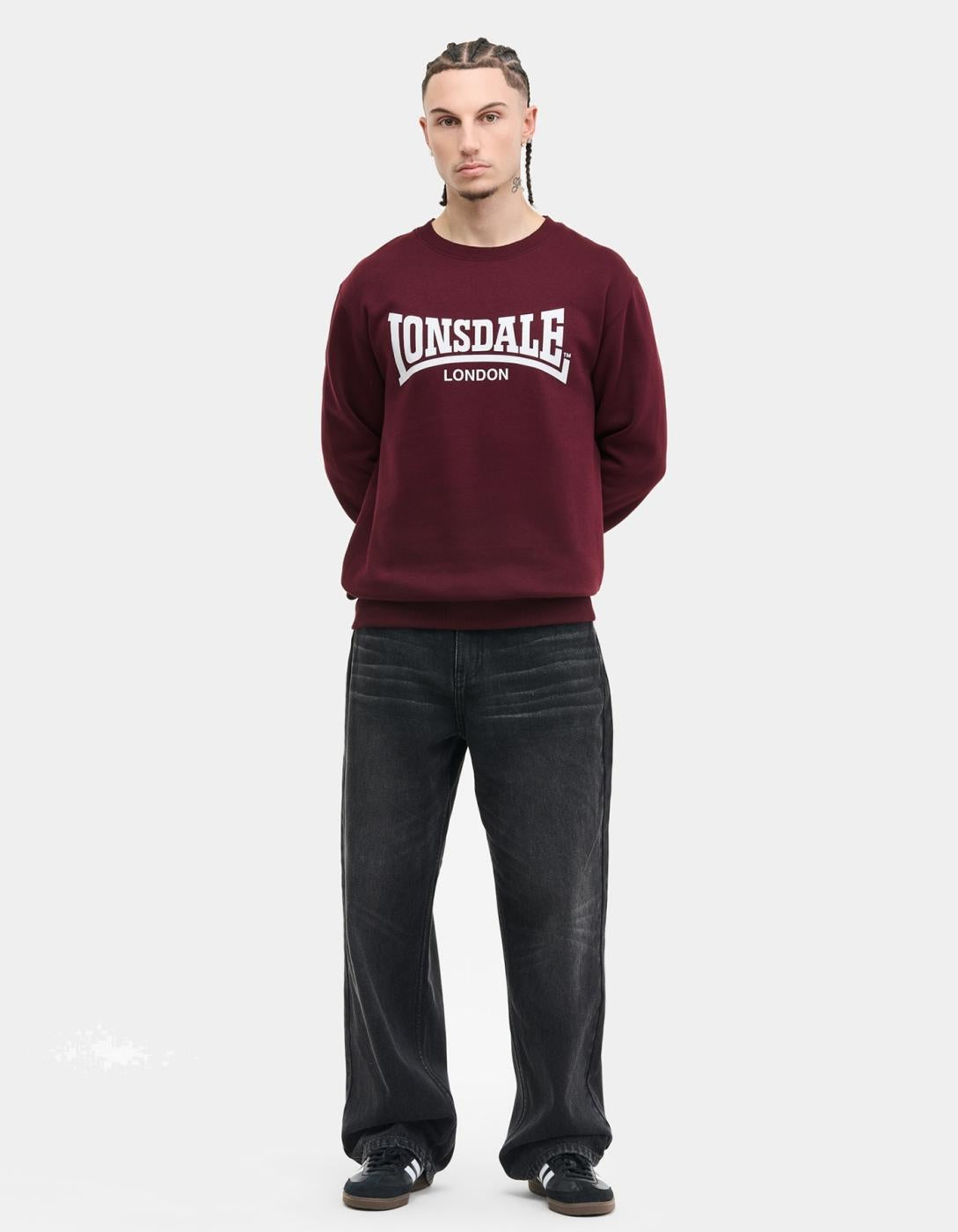 Sudadera LONSDALE Crew WELHAM - Oxblood/Ecru