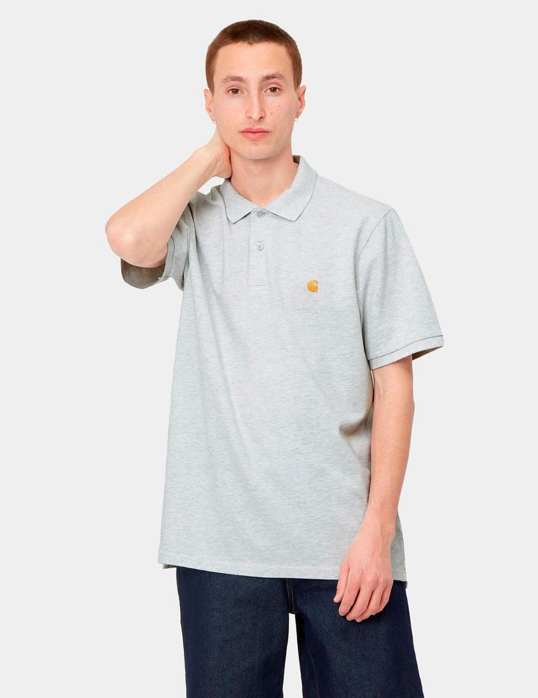 Polo CARHARTT WIP CHASE PIQUE - Ash Heather / Gold