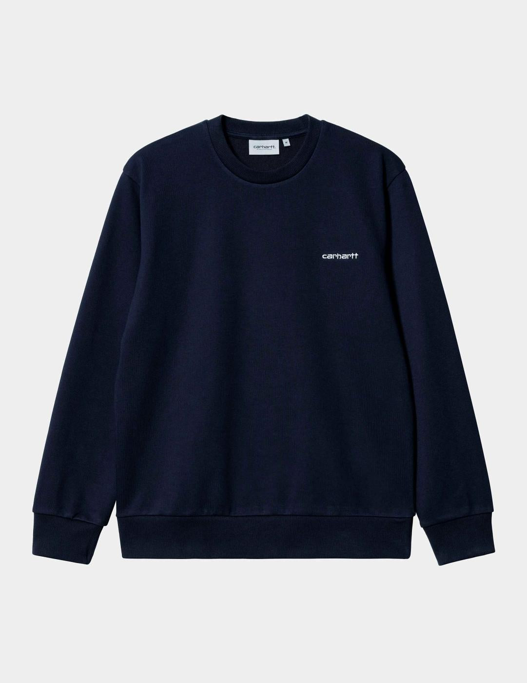 Sudadera Crew CARHARTT WIP EMBROIDERY - Dark Navy / White