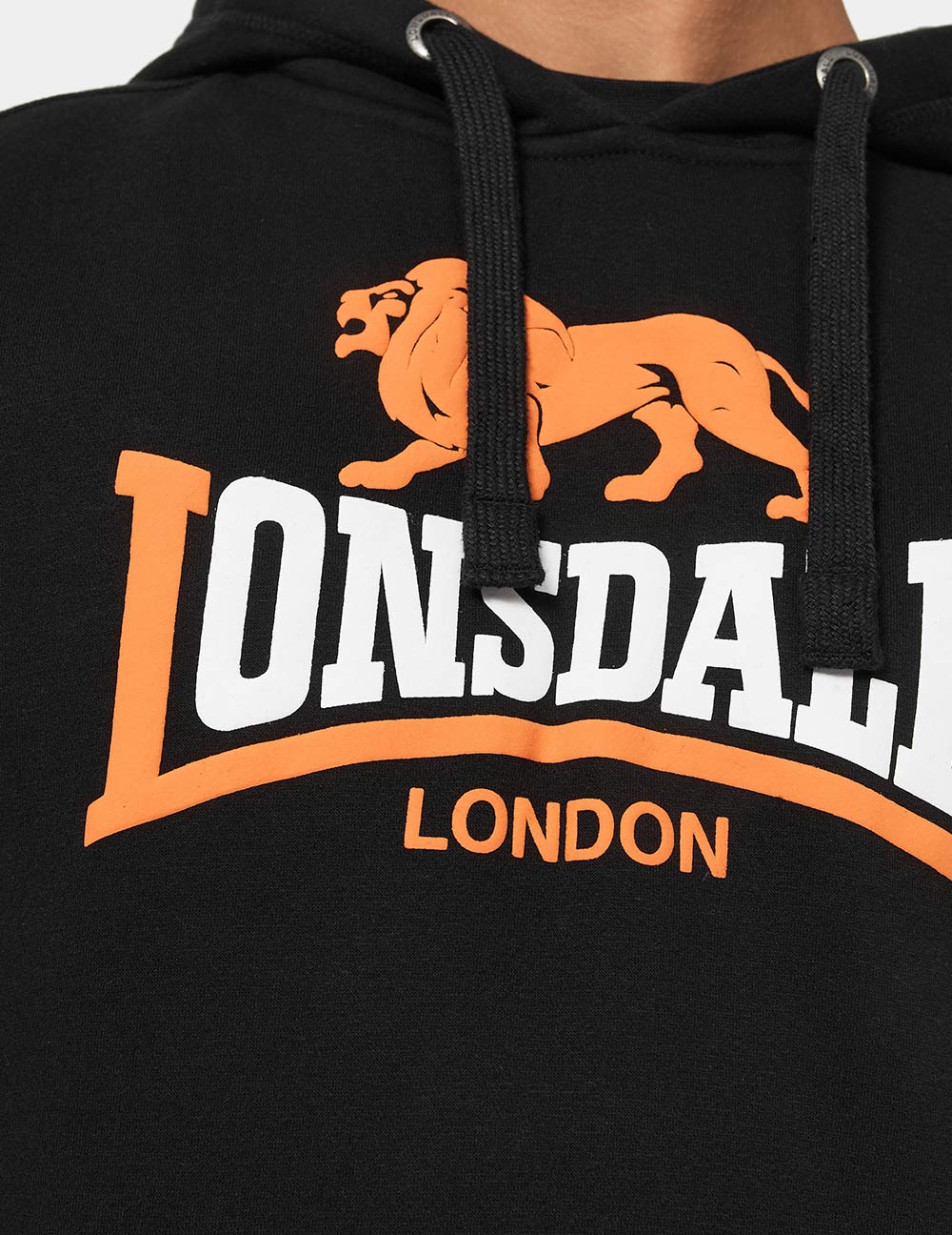 Sudadera Capucha LONSDALE THURNING - Black/Orange/White