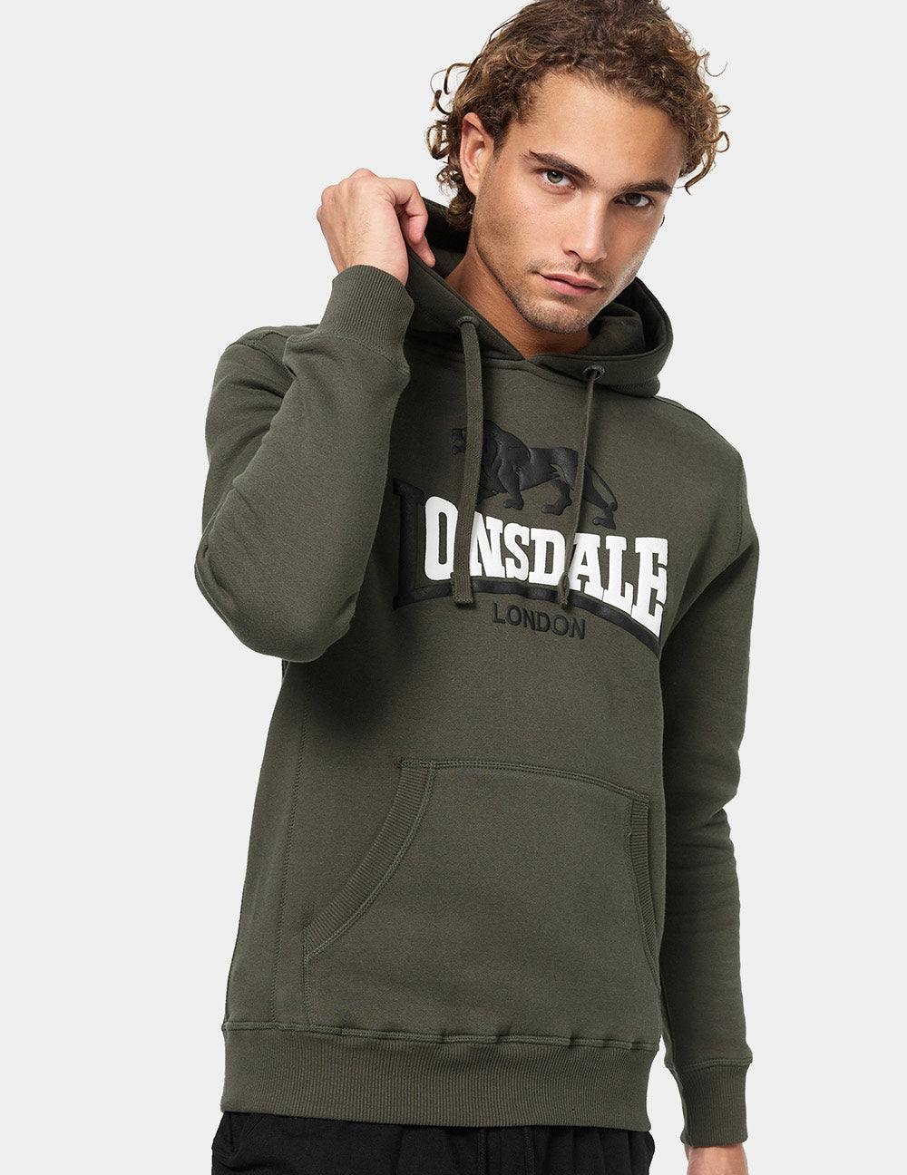 Sudadera Capucha LONSDALE THURNING - Olive/Black/White