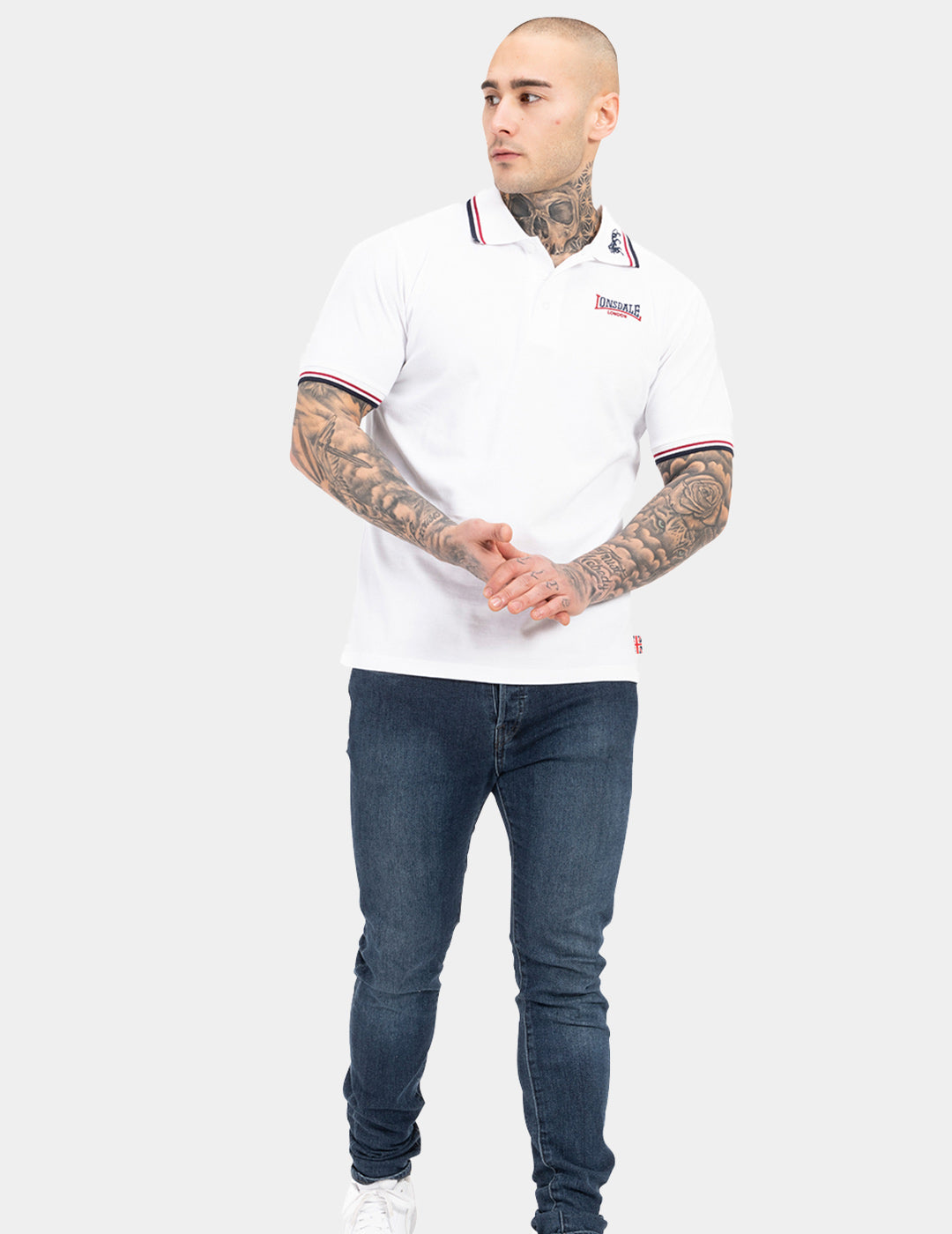 Polo LONSDALE LION - White/Dark Red/Navy