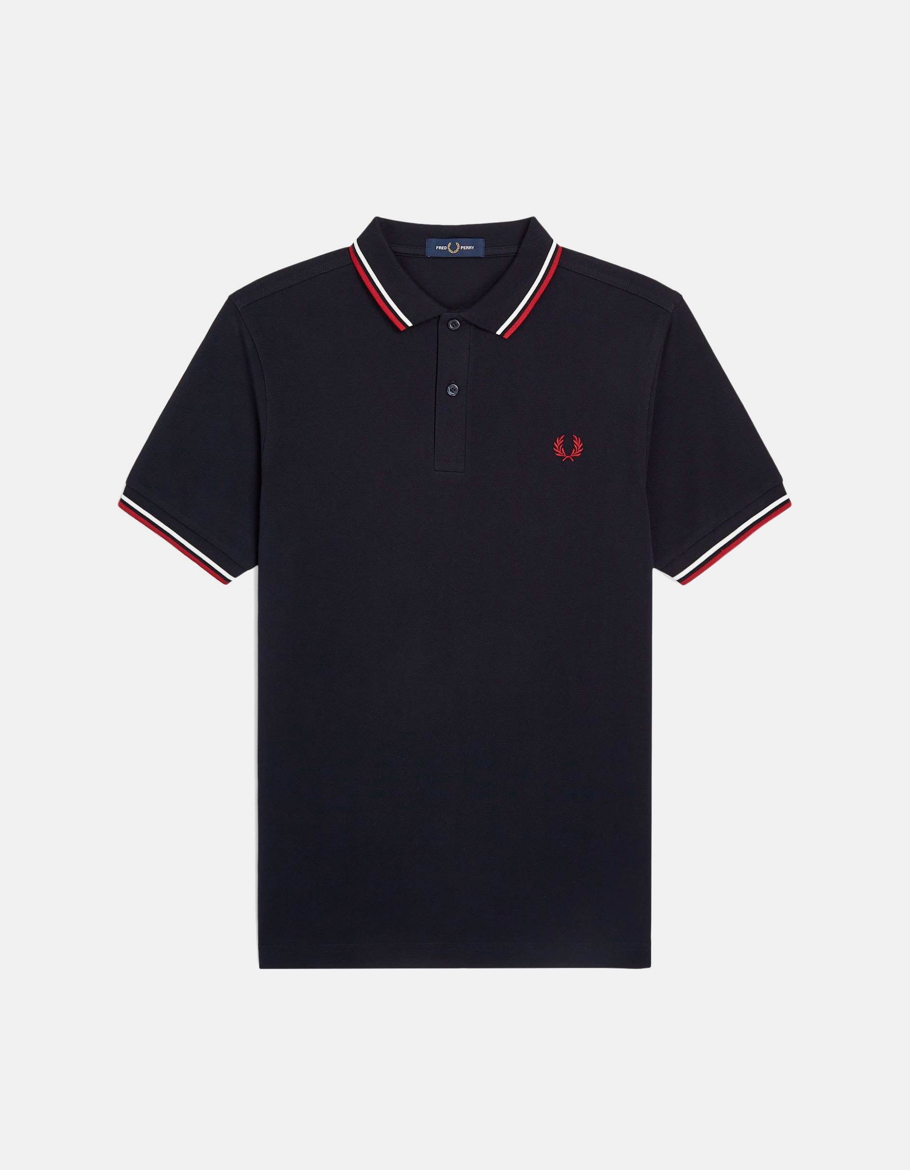 Polo FRED PERRY M3600 - Navy/Snow White/Burnt Red
