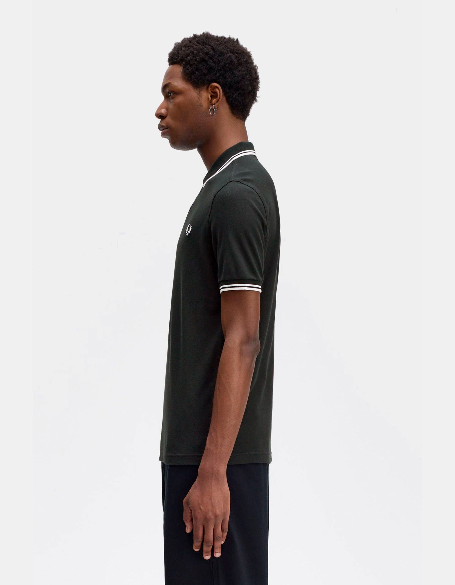 Polo FRED PERRY M3600 - Night Green/Snow White/Snow White
