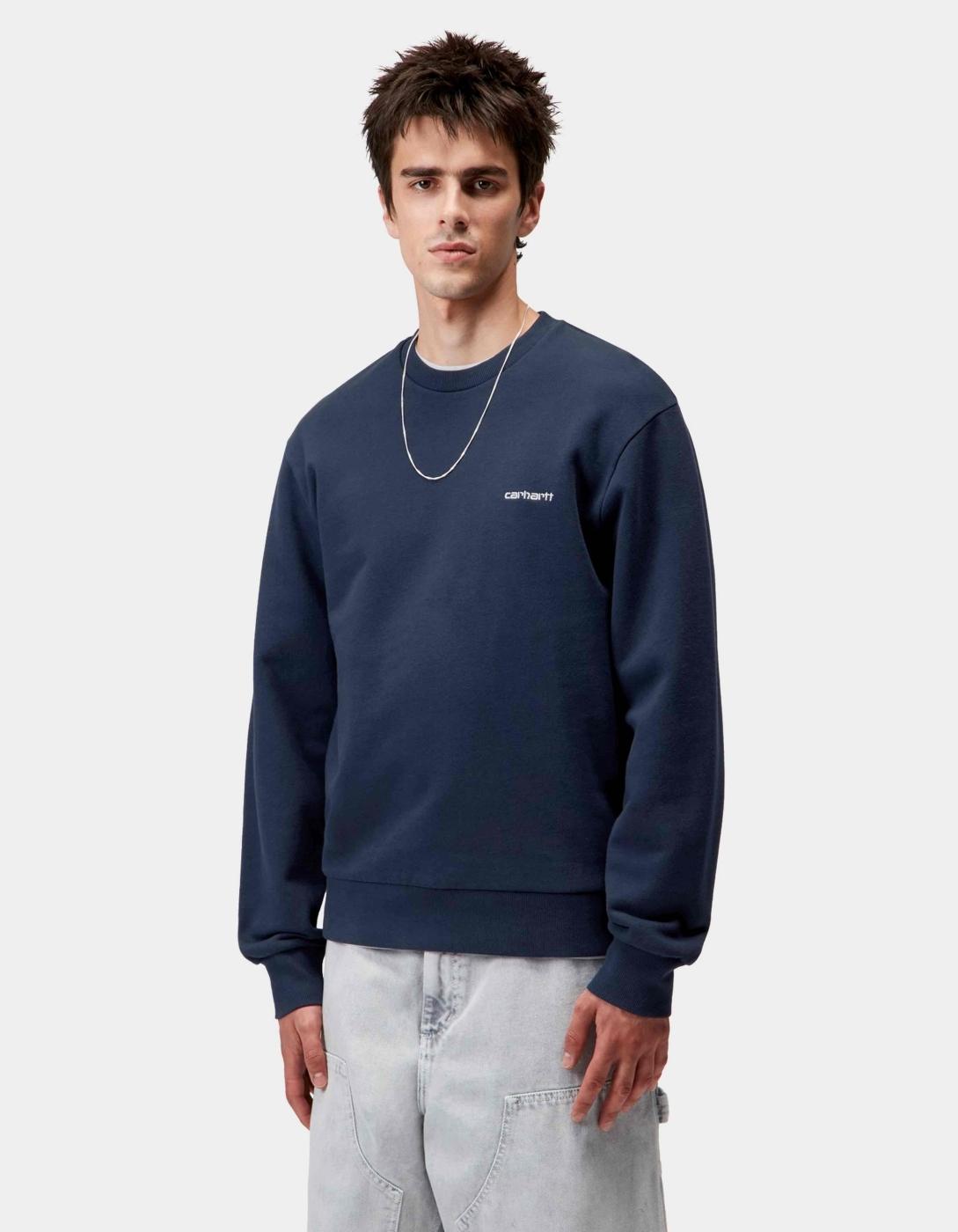 Sudadera Crew SCRIPT EMBROIDERY - Jupiter / White