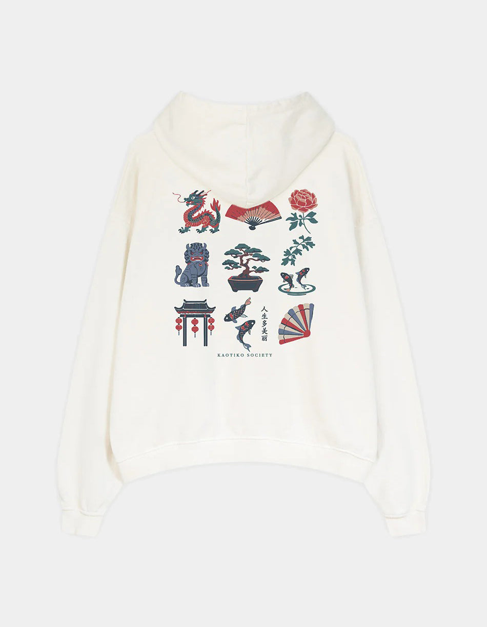 Sudadera Capucha KAOTIKO WASHED BONSAI - Ivory