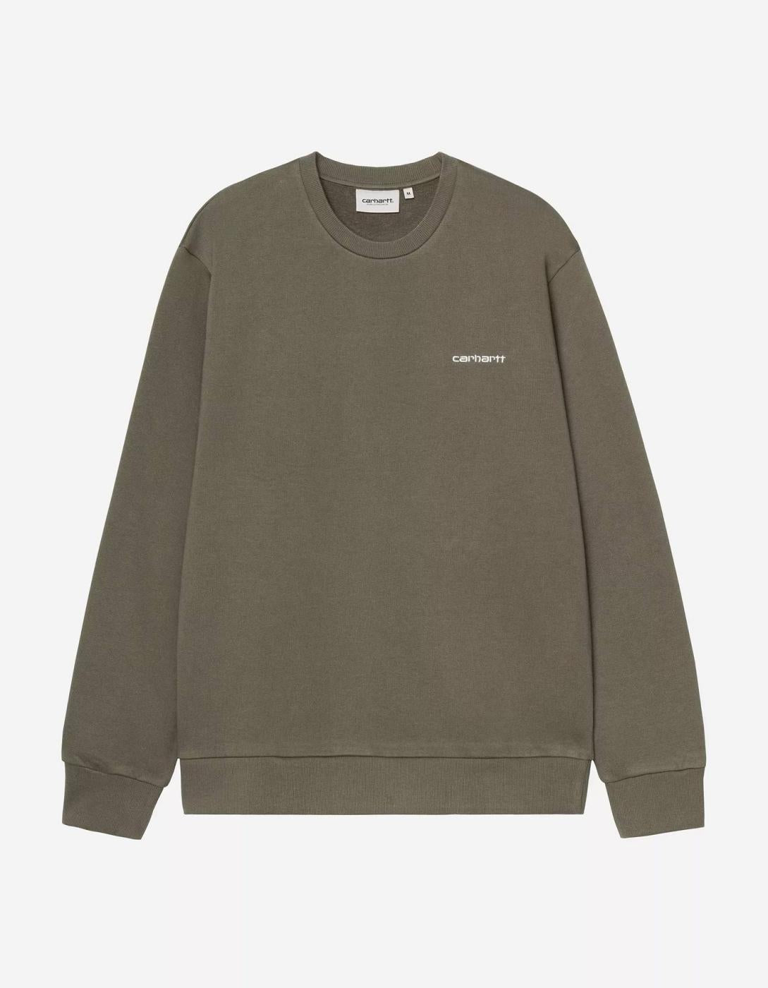 Sudadera Crew CARHARTT WIP SCRIPT EMBROIDERY - Leaf / White