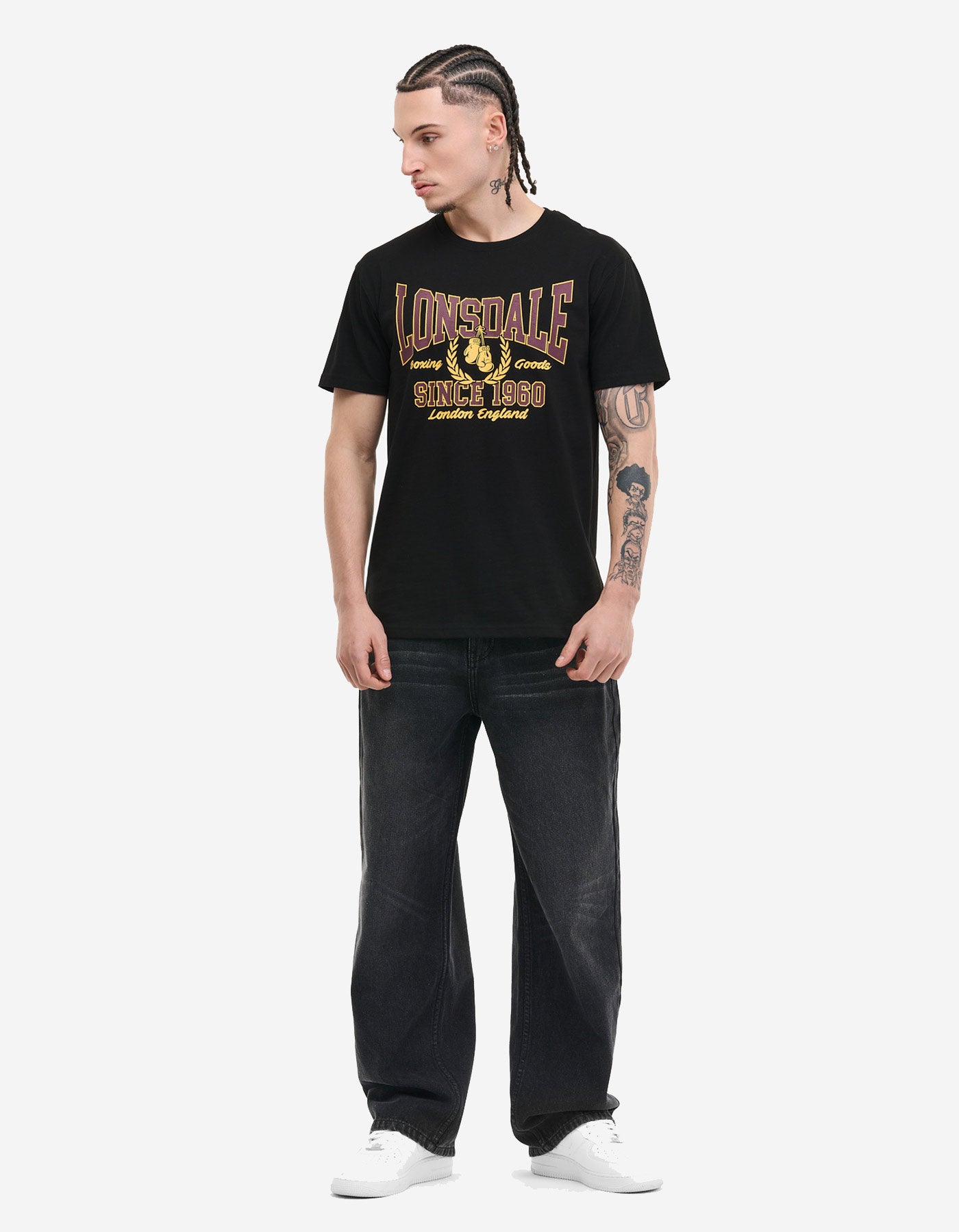 Camiseta LONSDALE AYCLIFFE - Black/Oxblood/Yellow