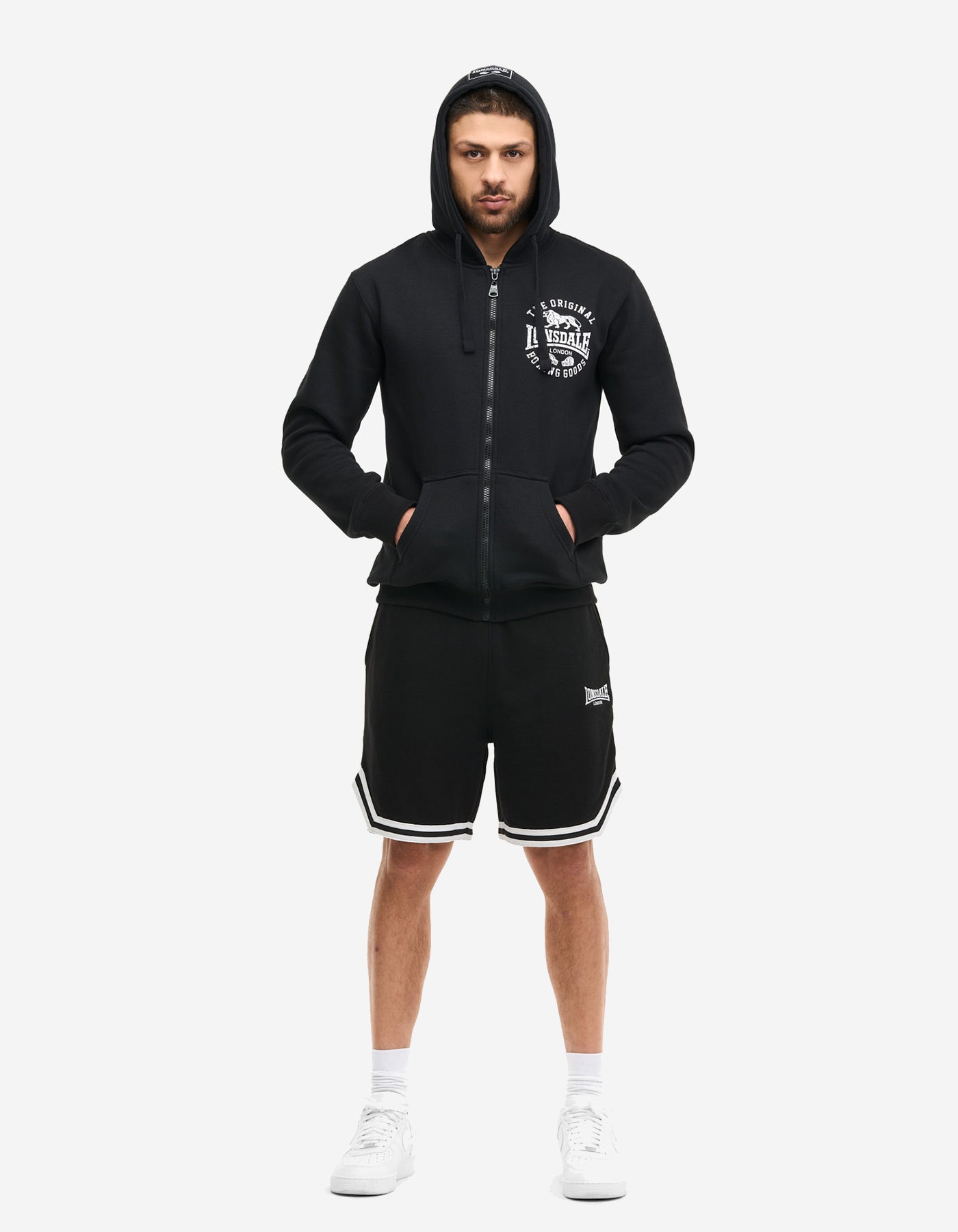 Sudadera Capucha Abierta LONSDALE SEGHILL - Black/White