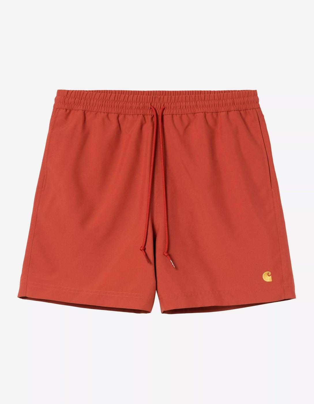 Bañador CARHARTT WIP CHASE - Oxide Red / Gold