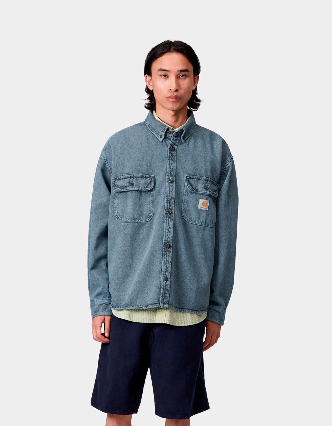 Camisa CARHARTT WIP TIGAN  - Black / Blue Fog