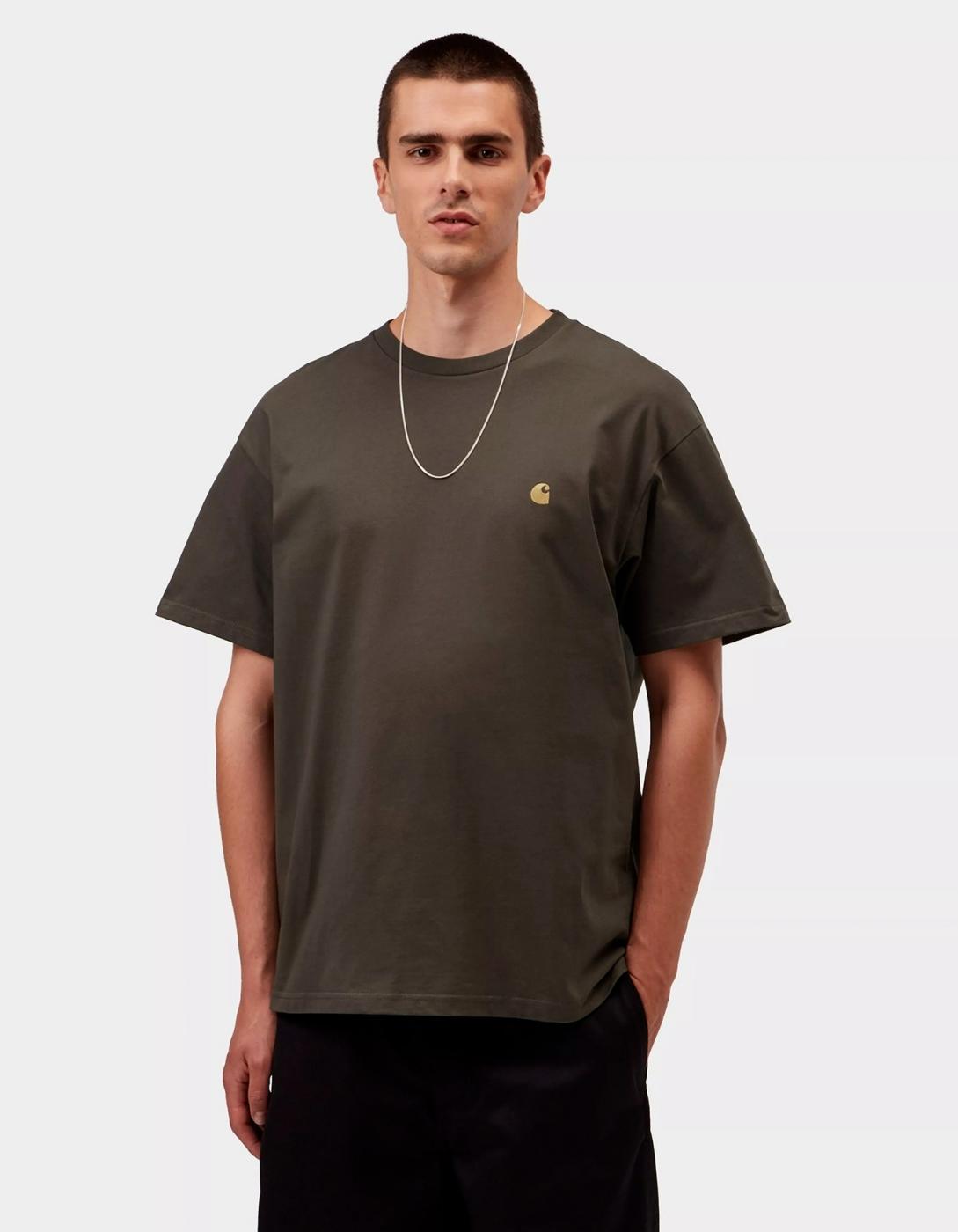 Camiseta CARHARTT WIP CHASE - Shungite / Gold