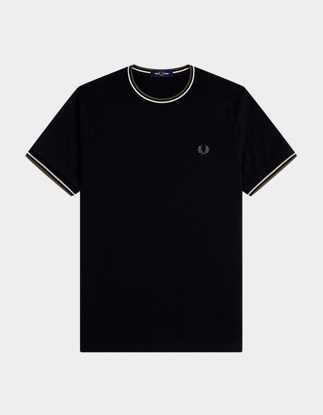 Camiseta FRED PERRY M1588 - Black/Ecru/Laurel Wreath Green