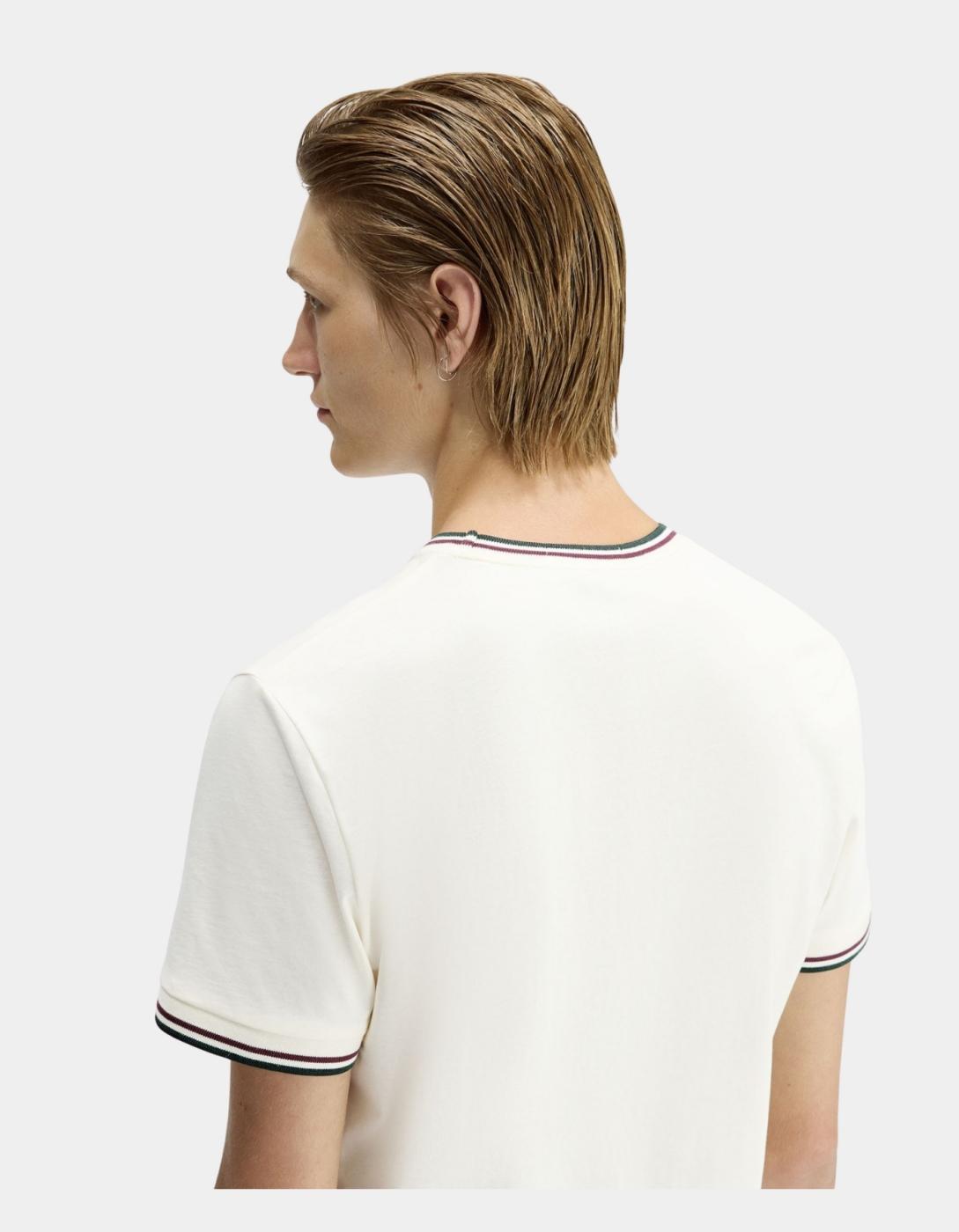 Camiseta FRED PERRY M1588 - Ecru/Oxblood/Grassroots