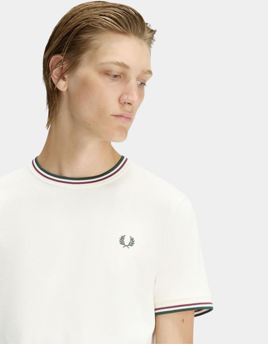 Camiseta FRED PERRY M1588 - Ecru/Oxblood/Grassroots