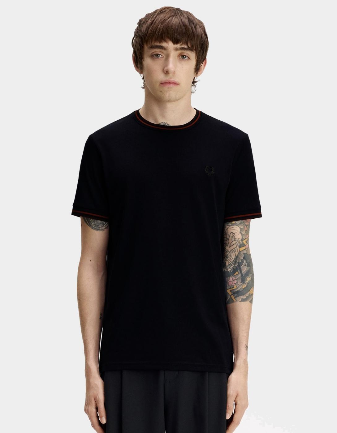 Camiseta FRED PERRY M1588 - Navy/Brandy/Rich Brown
