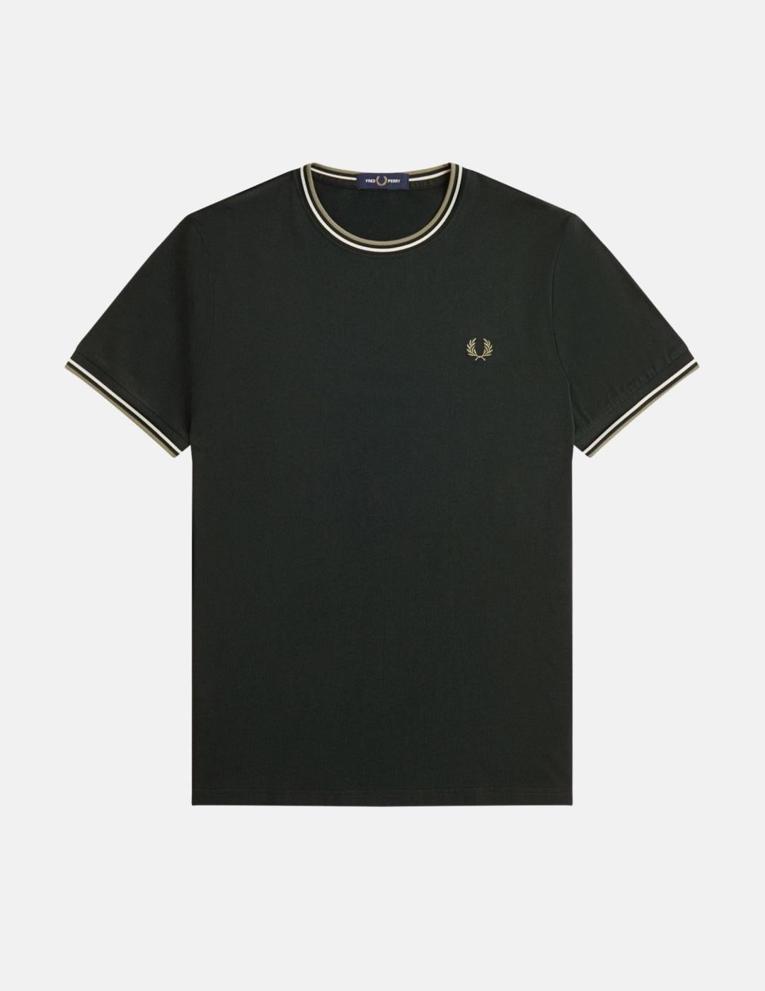 Camiseta FRED PERRY M1588 - Night Green/Light Ecru/Olive