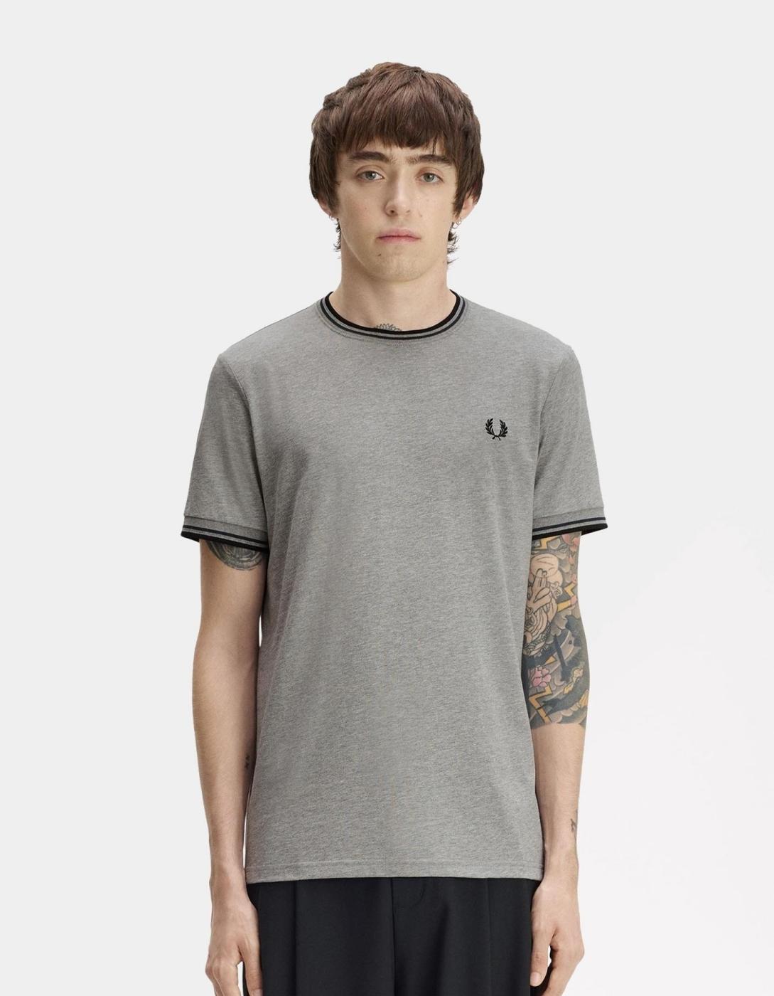Camiseta FRED PERRY M1588 - Steel Marl/Dark Airforce/Black