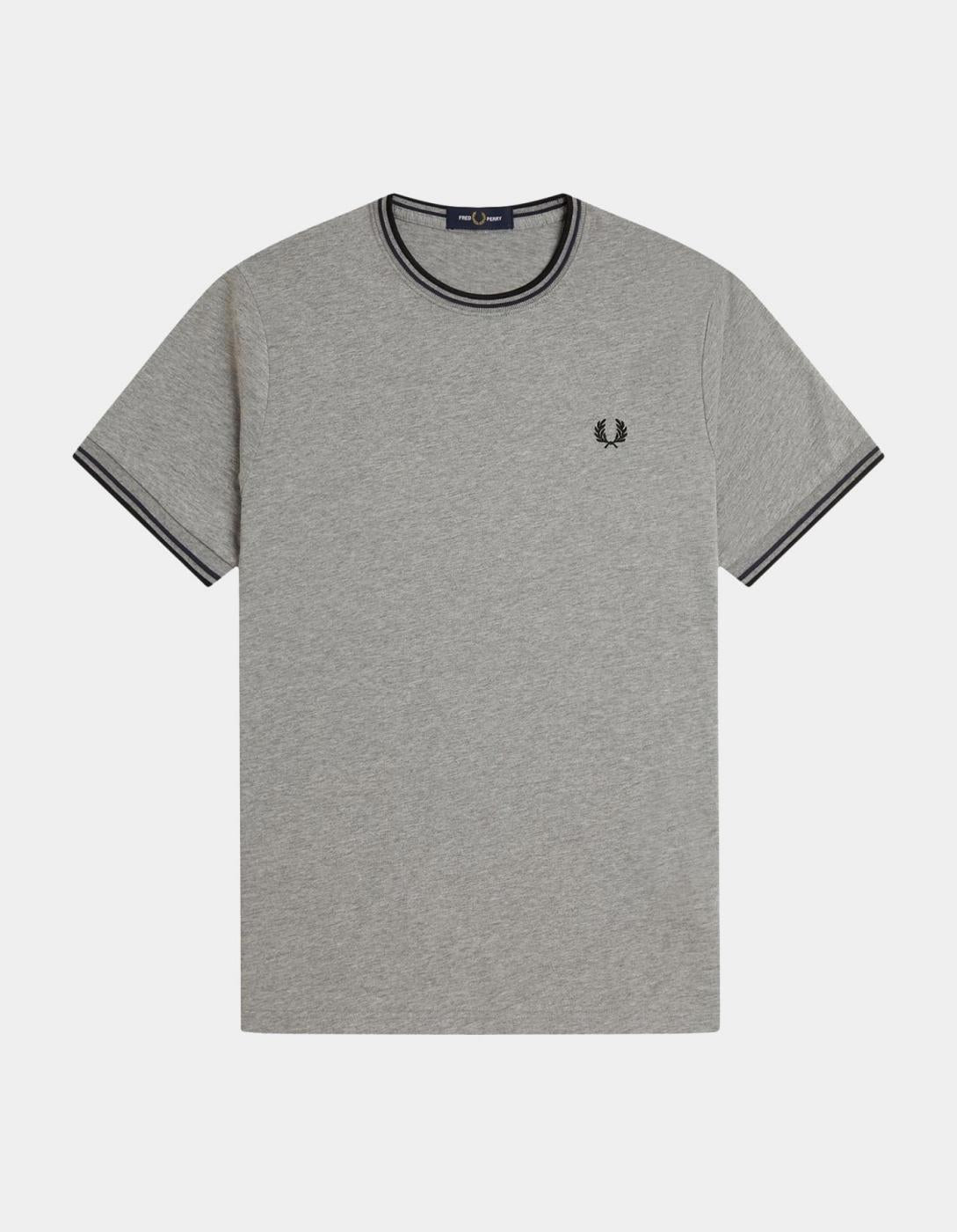 Camiseta FRED PERRY M1588 - Steel Marl/Dark Airforce/Black