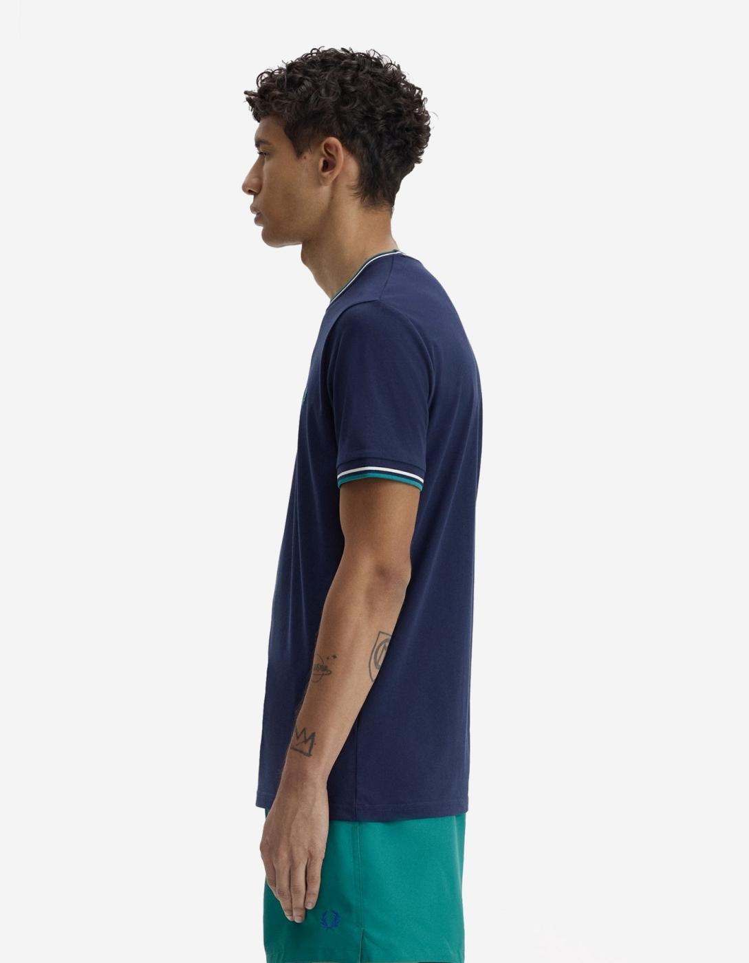 Camiseta FRED PERRY M1588 - Tennis Blue/Snow White/Dpmt