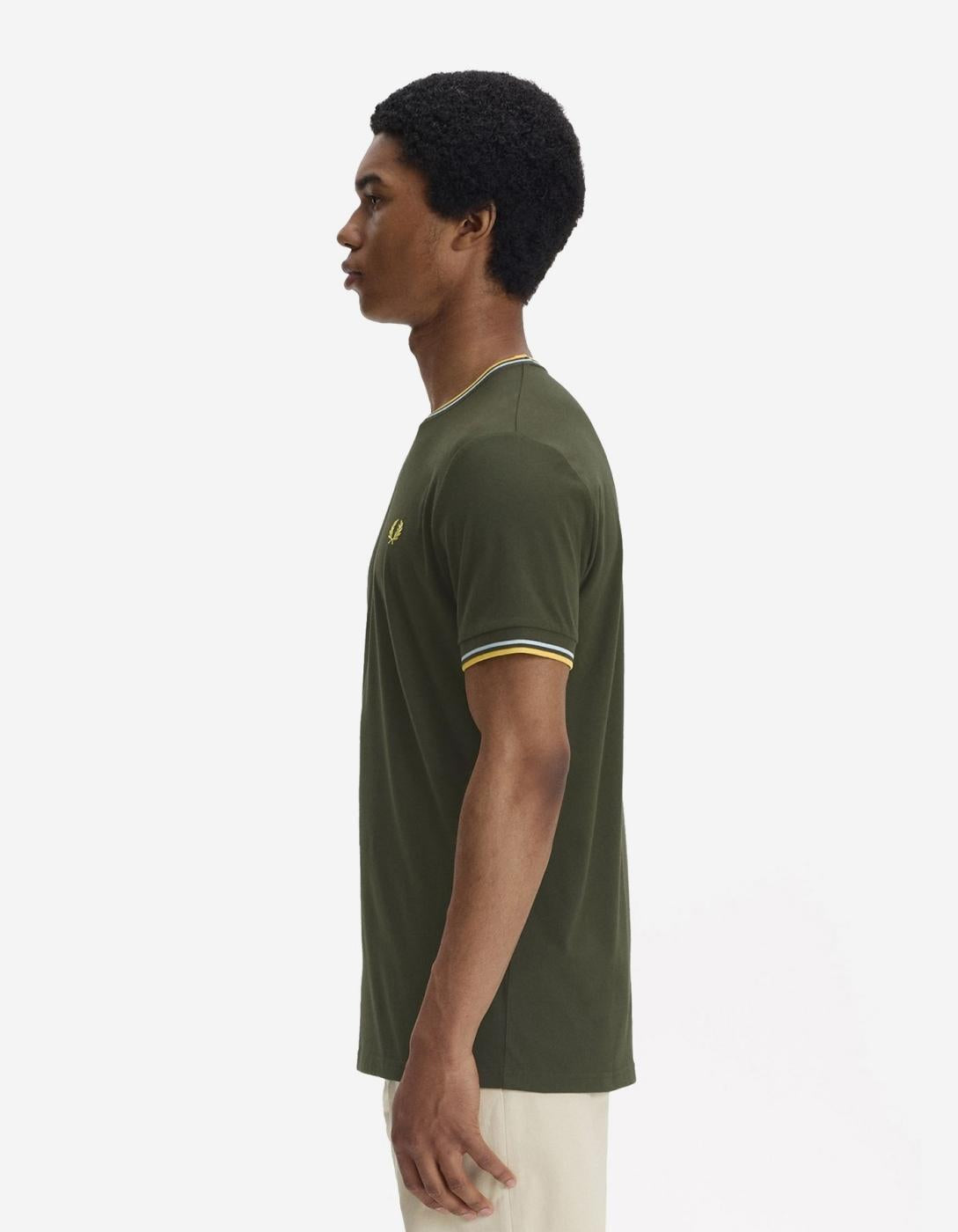 Camiseta FRED PERRYM1588 - Hunting Green/Light Ice/Lemon Bar