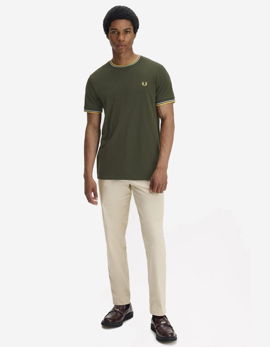 Camiseta FRED PERRYM1588 - Hunting Green/Light Ice/Lemon Bar