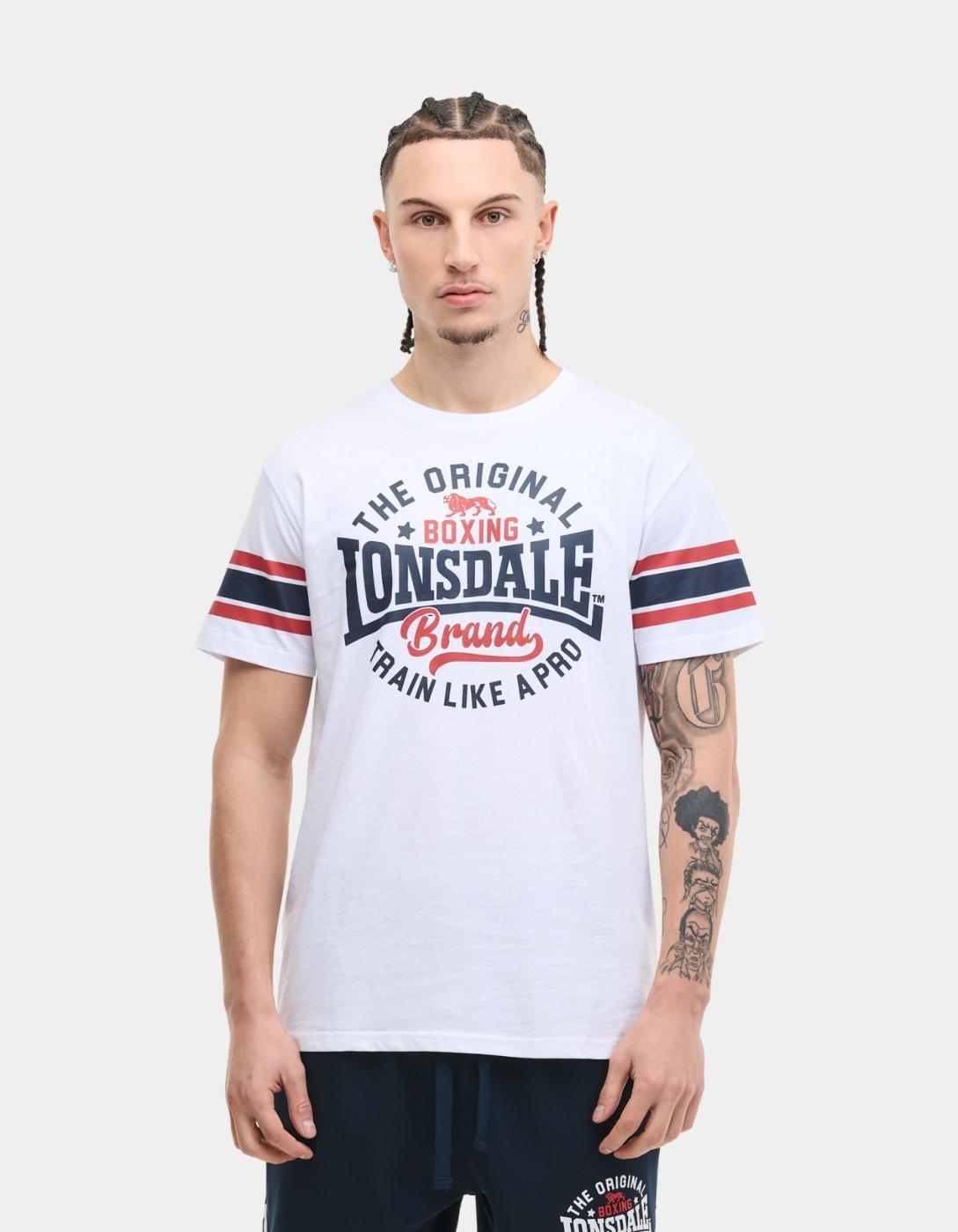 Camiseta LONSDALE BARTON - White/Dark Navy/Dark Red