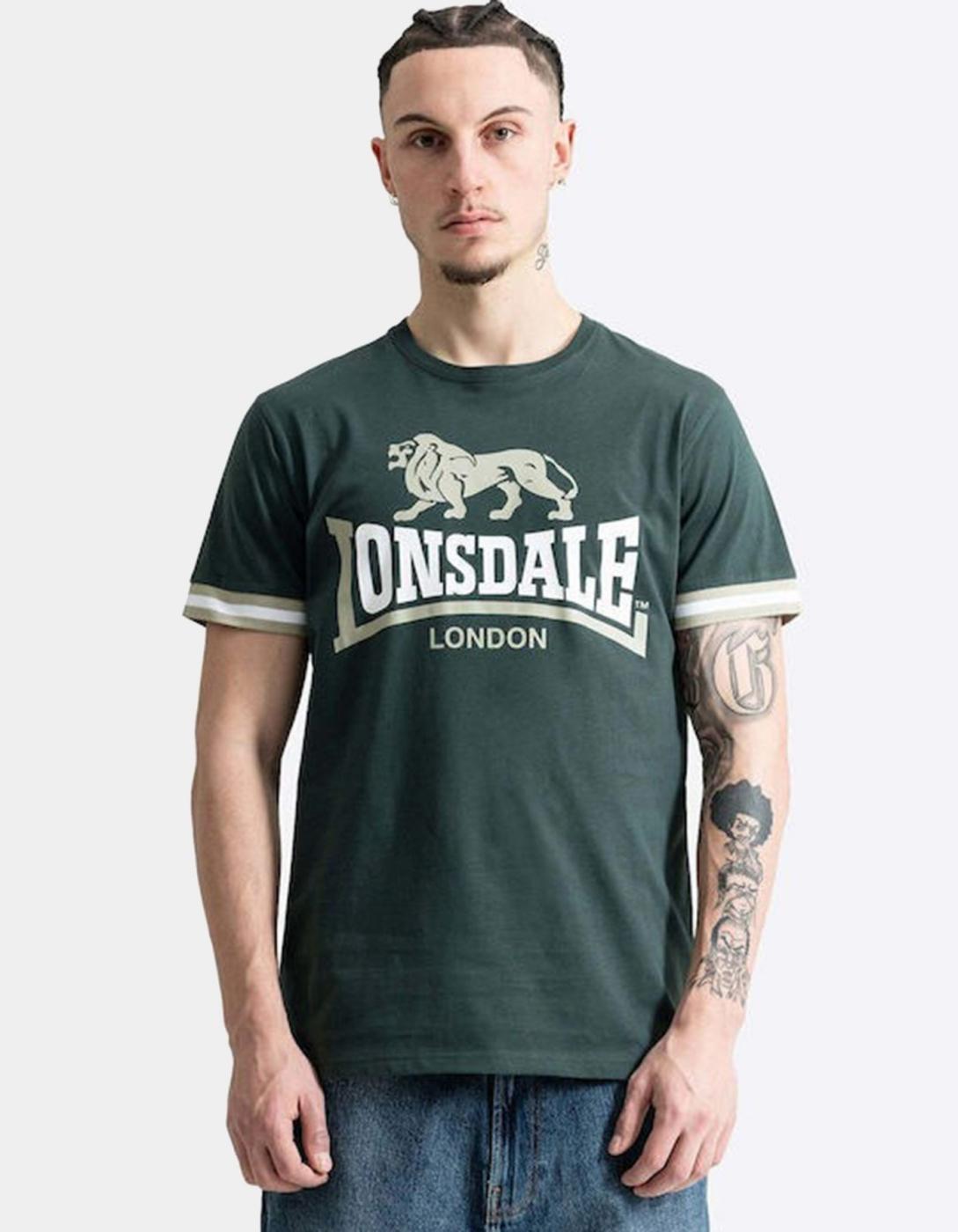 Camiseta LONSDALE KERGORD - Dark Green/White/Light Green