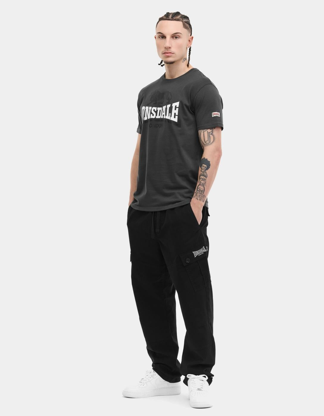 Camiseta LONSDALE LION TWO TONE - Anthracite/Black/White