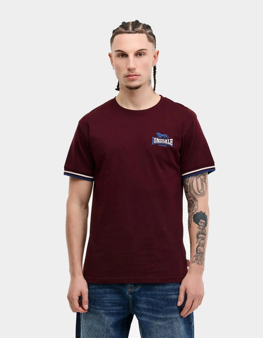 Camiseta LONSDALE SHILDON - Oxblood/Ecru/Navy