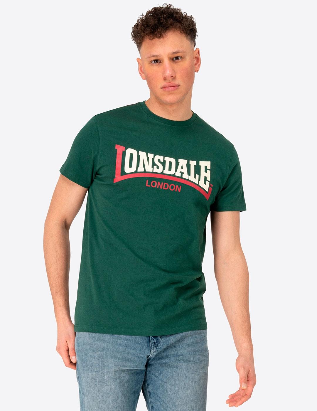 Camiseta LONSDALE TWO TONE - Bottle Green/Red/Ecru