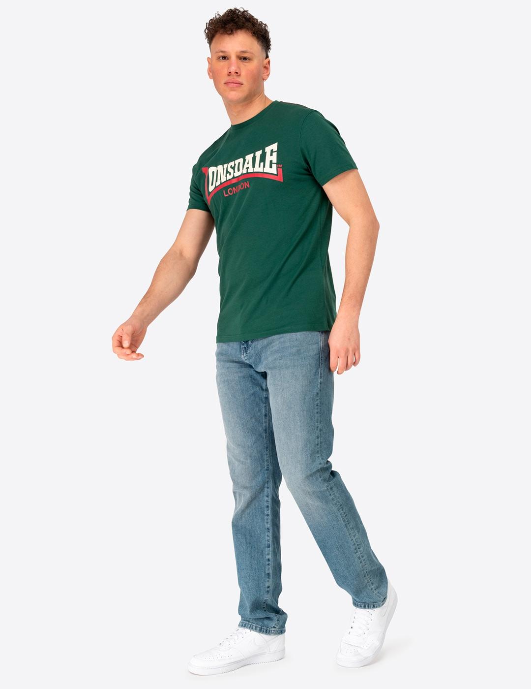 Camiseta LONSDALE TWO TONE - Bottle Green/Red/Ecru