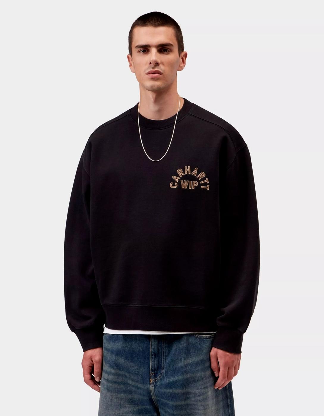 Jersey CARHARTT WIP ARCH SCRIPT - Black / Hamilton Brown