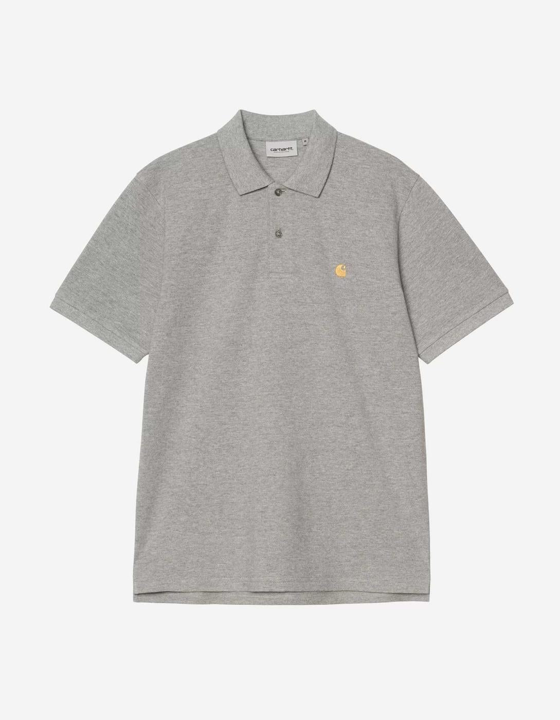 Polo CARHARTT WIP CHASE PIQUE - Grey Heather / Gold