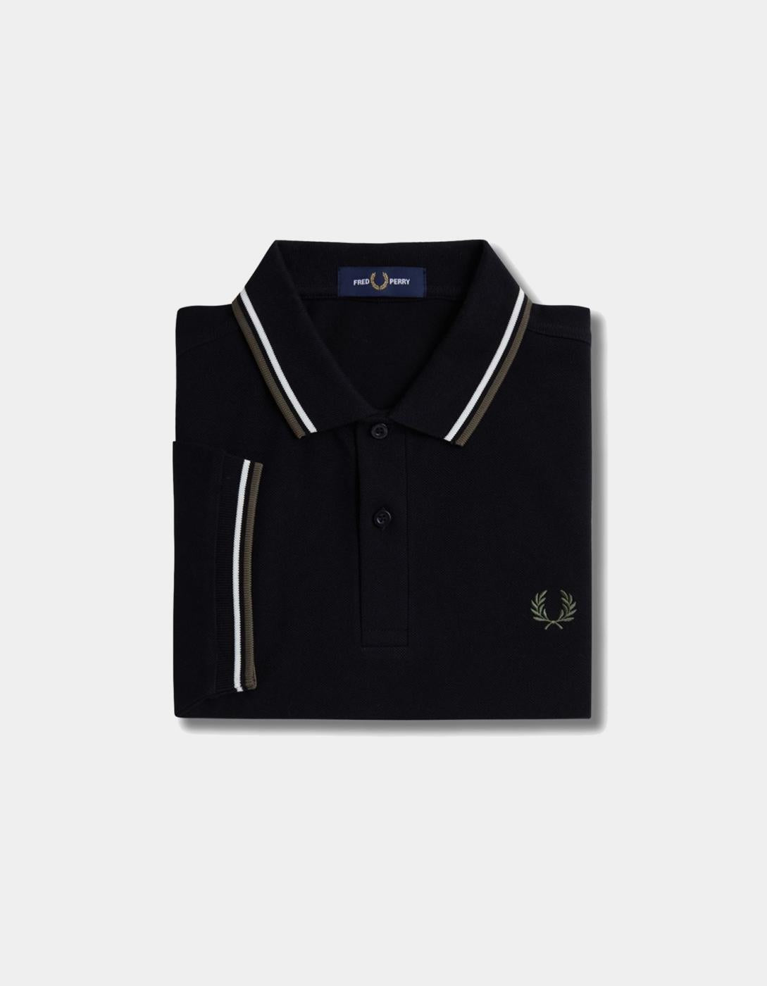 Polo FRED PERRY M3600 - Black/Ecru/Laurel Wreath Green