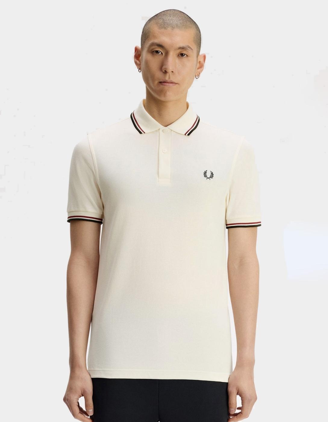Polo FRED PERRY M3600 - Ecru/Brandy/Night Green