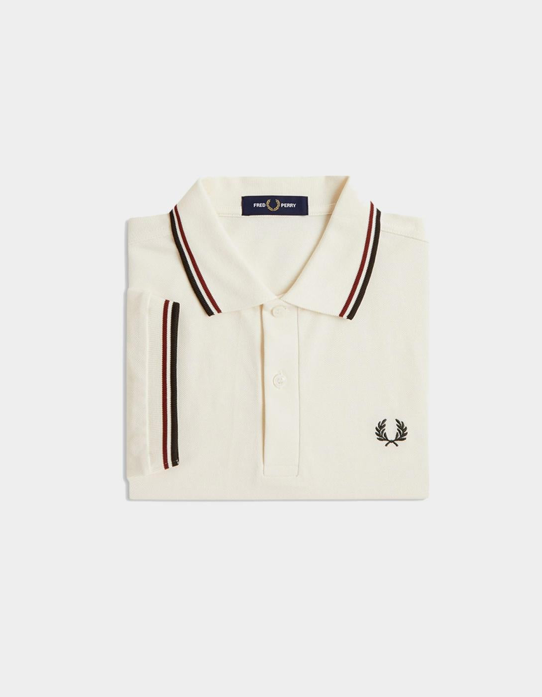 Polo FRED PERRY M3600 - Ecru/Brandy/Night Green