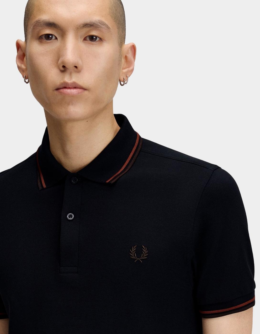 Polo FRED PERRY M3600 - Navy/Brandy/Rich Brown
