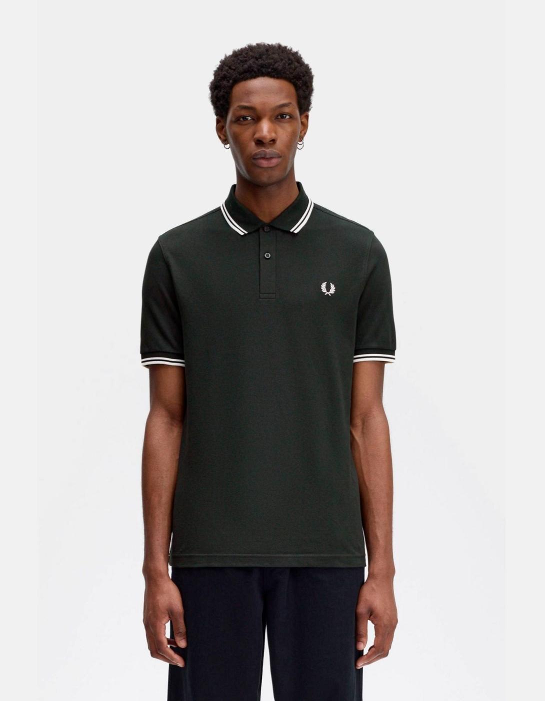 Polo FRED PERRY M3600 - Night Green/Snow White/Snow White