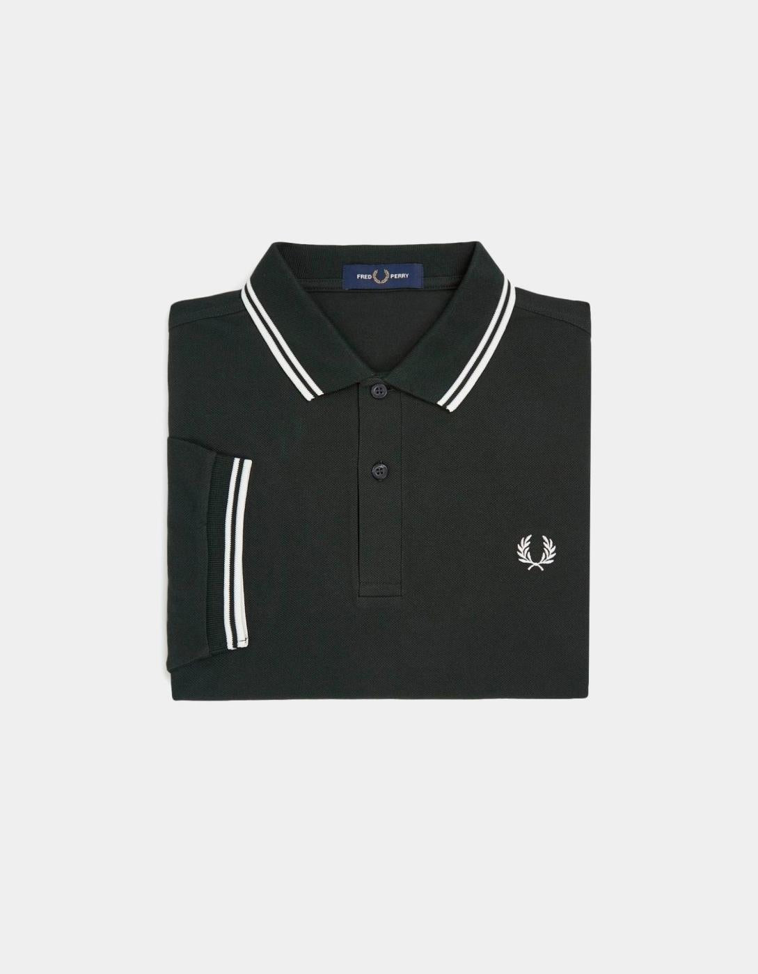 Polo FRED PERRY M3600 - Night Green/Snow White/Snow White