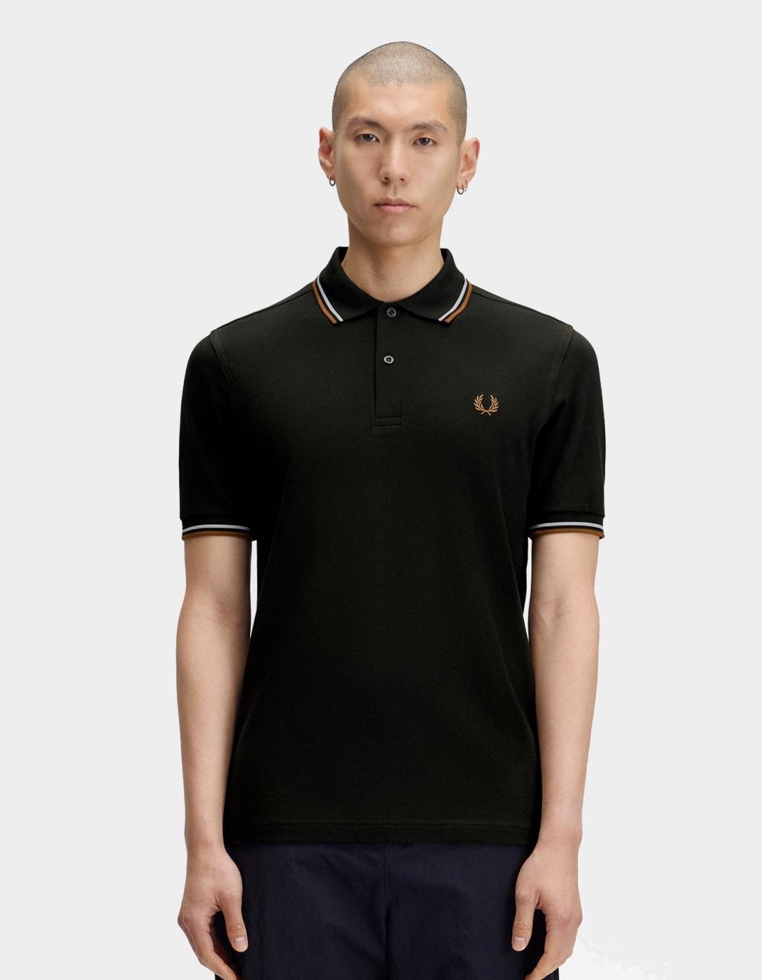 Polo FRED PERRY M3600 - Night Green/Dusky Blue/Dark Caramel