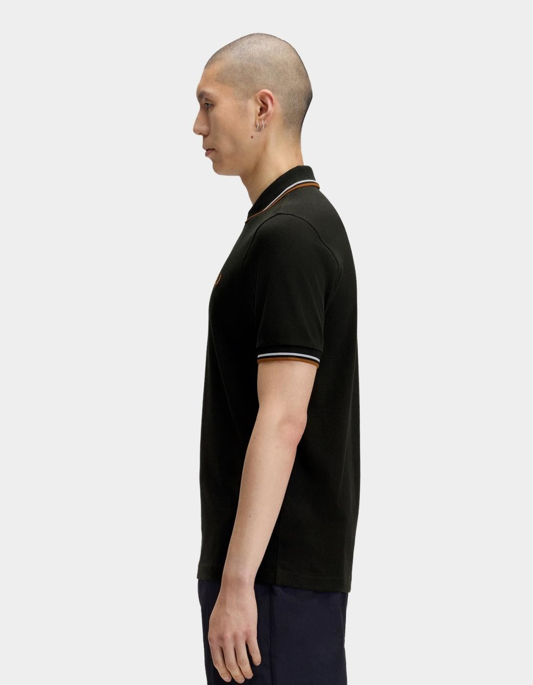 Polo FRED PERRY M3600 - Night Green/Dusky Blue/Dark Caramel