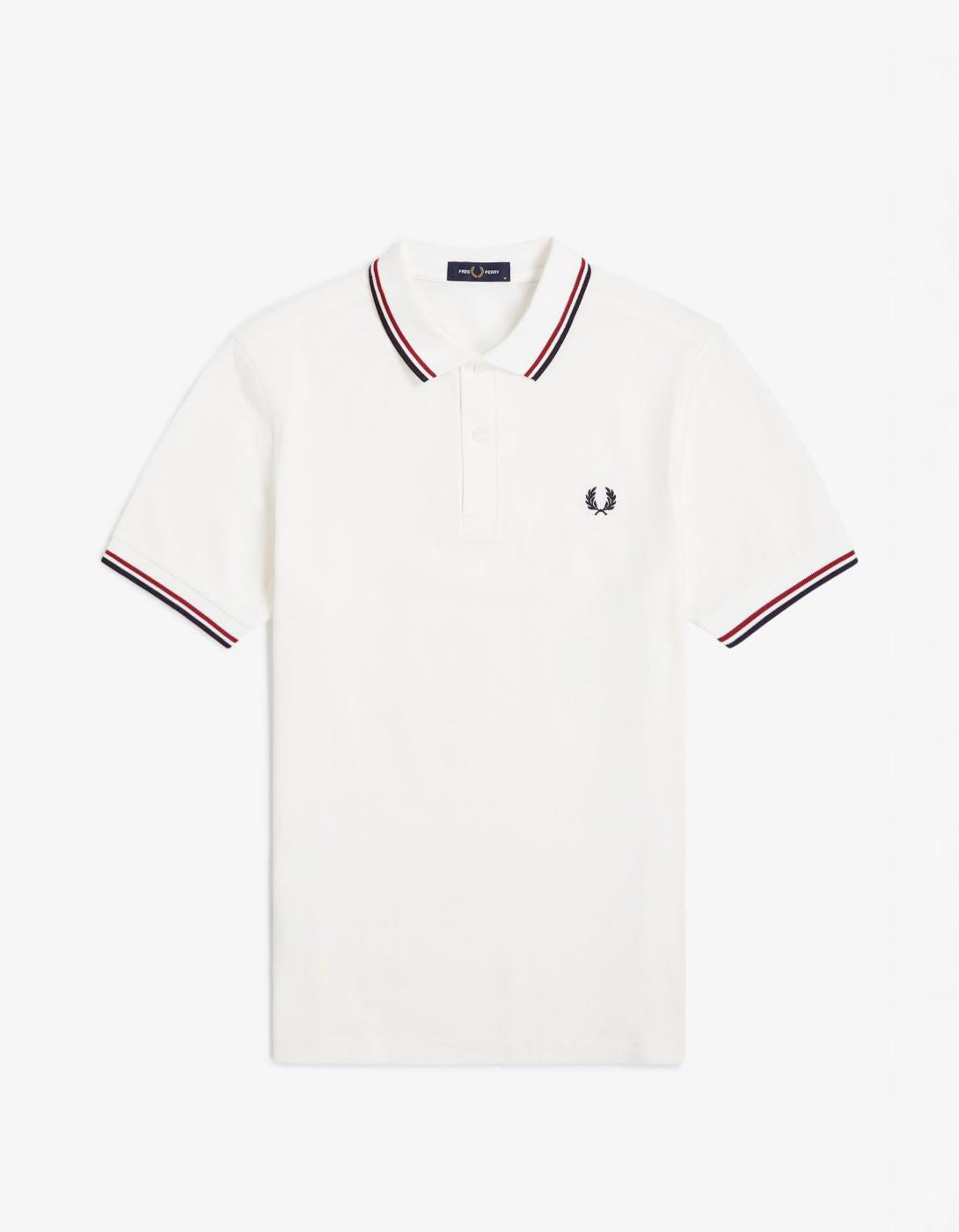 Polo FRED PERRY M3600 - Snow White/Burnt Red/Navy