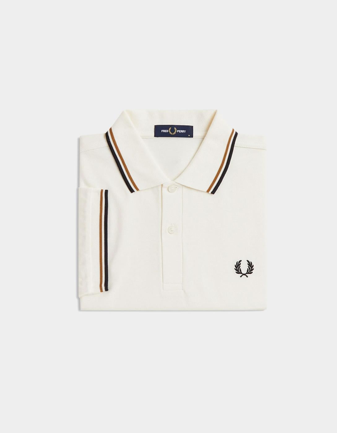 Polo FRED PERRY TWIN TIPPED - Ecru/Dark Caramel/Black