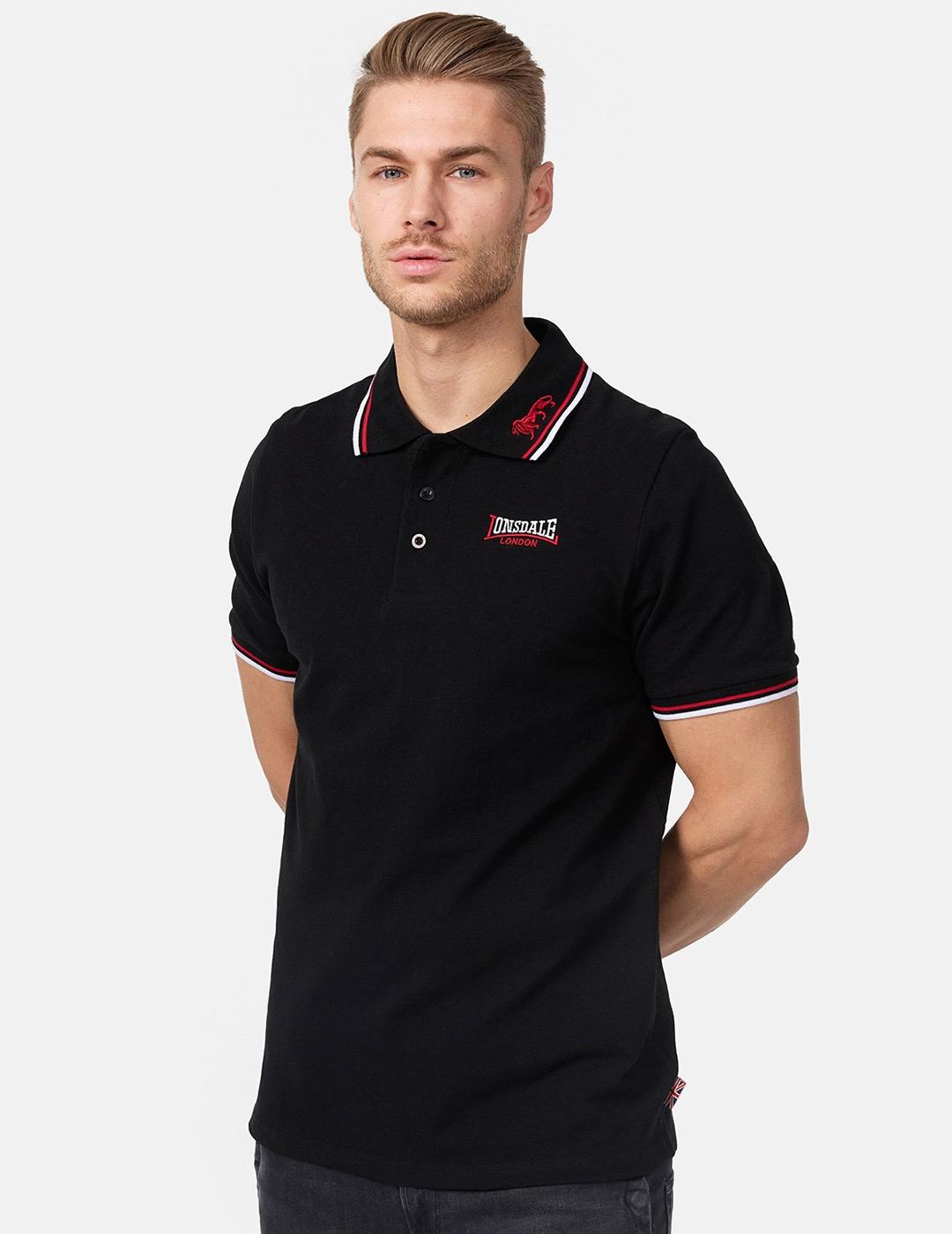 Polo LONSDALE LION - Black/Dark Red/White