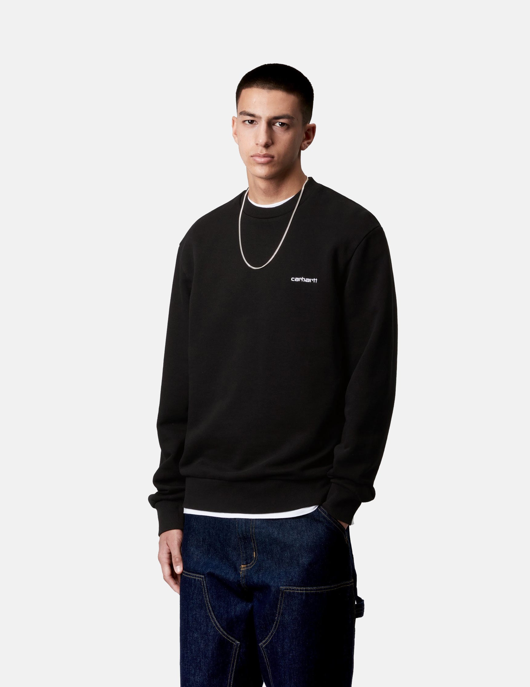 Sudadera Crew SCRIPT EMBROIDERY - Black / White