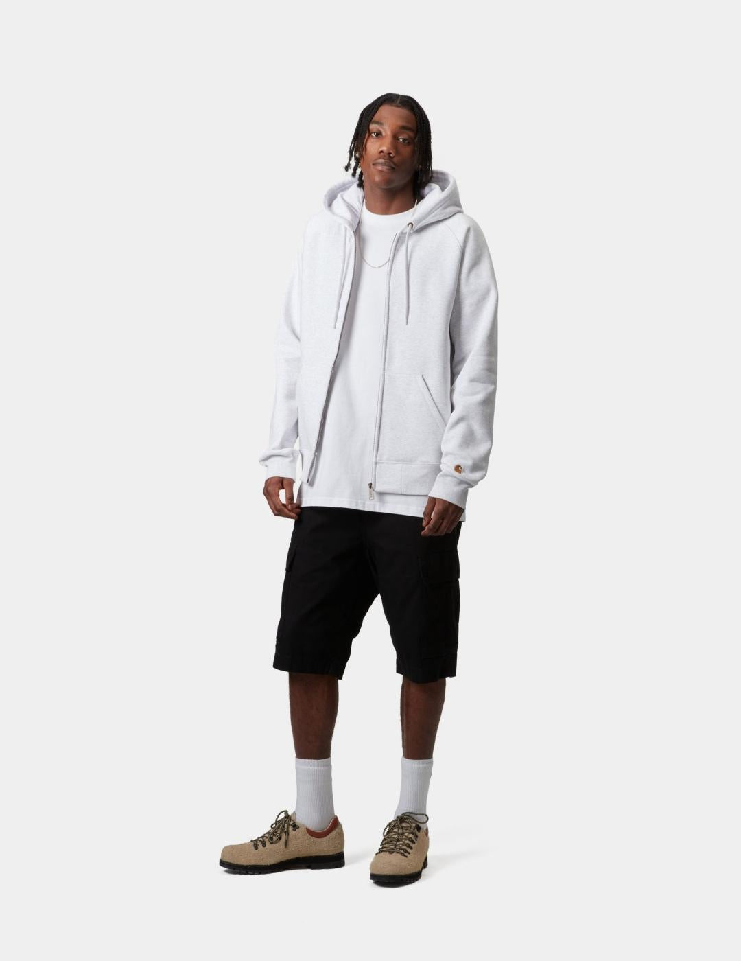 Sud. Cap. Abierta CARHARTT WIP HOODED CHASE - Ash Heather / Gol