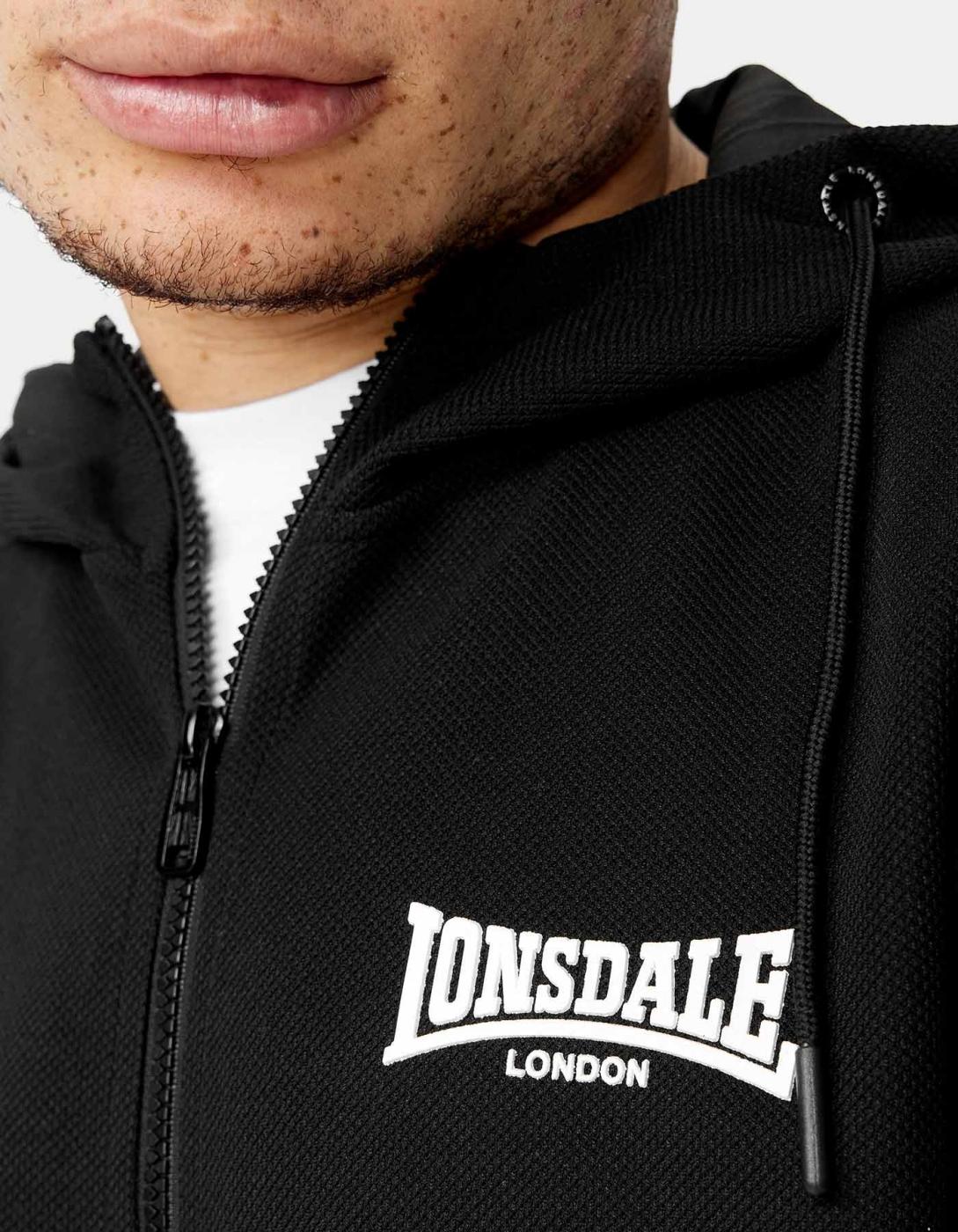 Sudadera Cap. Abierta LONSDALE MARTHALL - Black/White