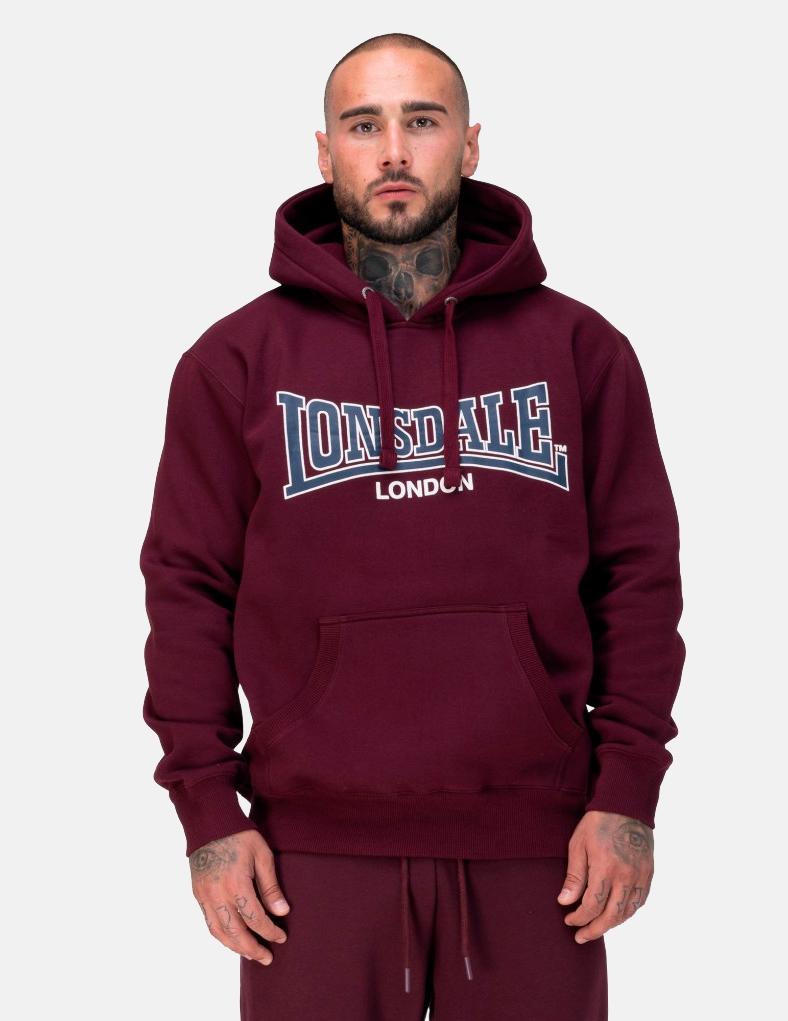 Sudadera Capucha LONSDALE SELLAN - Oxblood/Dark Navy/Ecru