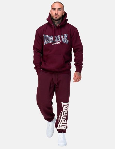 Sudadera Capucha LONSDALE SELLAN - Oxblood/Dark Navy/Ecru
